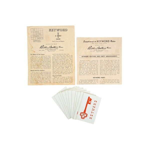 Vintage 1953 Keyword Board Game Replacement Cards & Instructions Parker Brothers - Picture 1 of 6